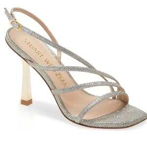Stuart Weitzman Melodi Glitter High Heel Sandals, Size 8